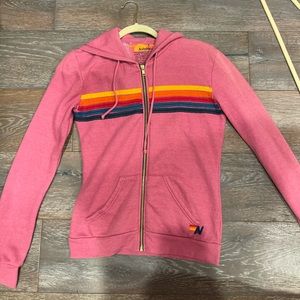Aviator Nation Five Stripe Zip Up Hoodie